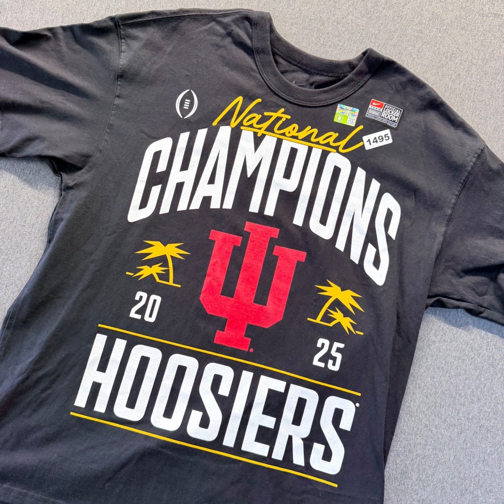 Nike Indiana Hoosiers 2025 National Champions T-Shirt Mens Large Black IU